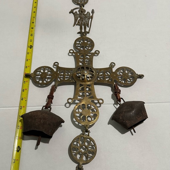 Antique Large Brass Byzantine Celtic Cross